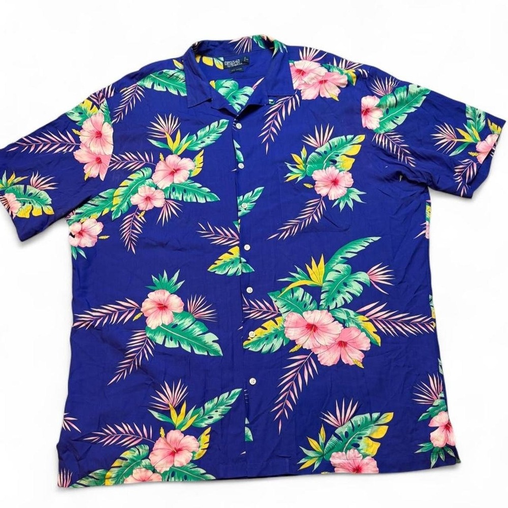 Vintage Polo Ralph Lauren Hawaiian Rayon floral button shirt size 2XL Tall